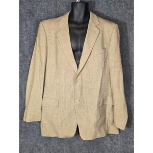 Vintage Christian Dior Men Blazer Tan Textured Wool Hart Schaffner Marx 40R Work